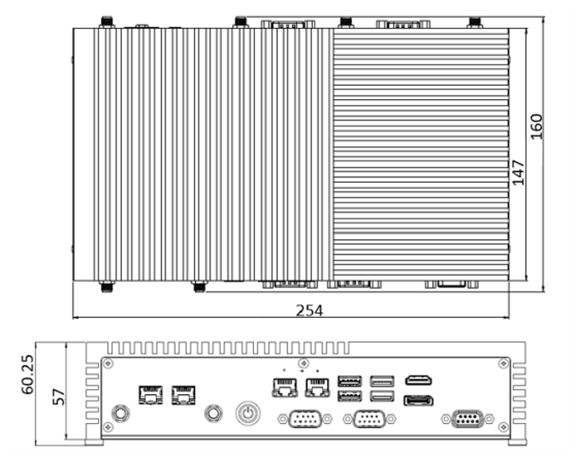 Mechanical Drawing - Asus PE2100S Intelligent Edge Computers